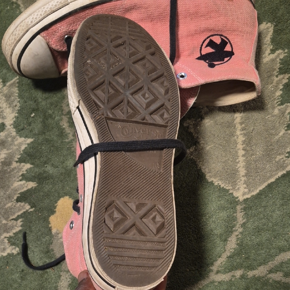 Converse Pink Canvas High-Tops with Black Accents - Picture 9 of 10